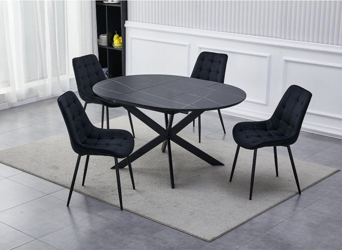 Table à manger ronde extensible noir KOBY - DécoInParis
