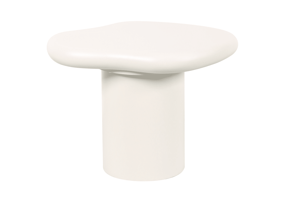 Table basse ronde en béton brossé blanc plateau asymétrique ZELINE - DécoInParis