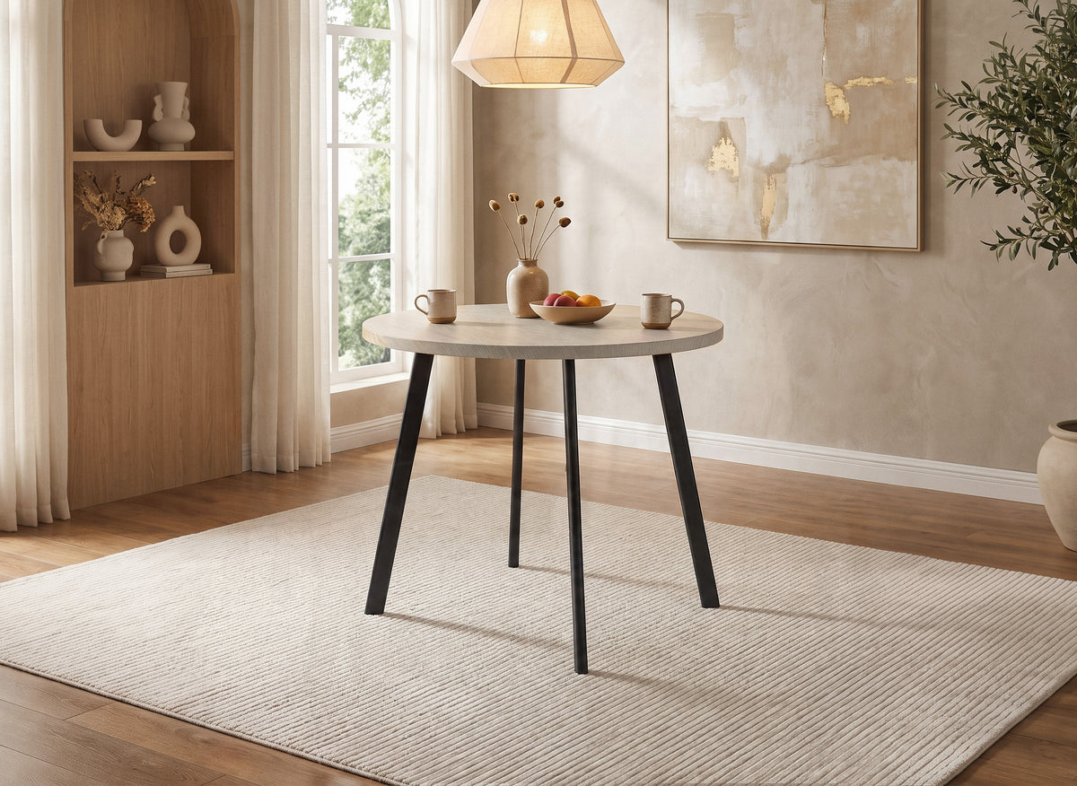 Ensemble table à manger en bois gris clair avec 4 tabourets gris IRINA
