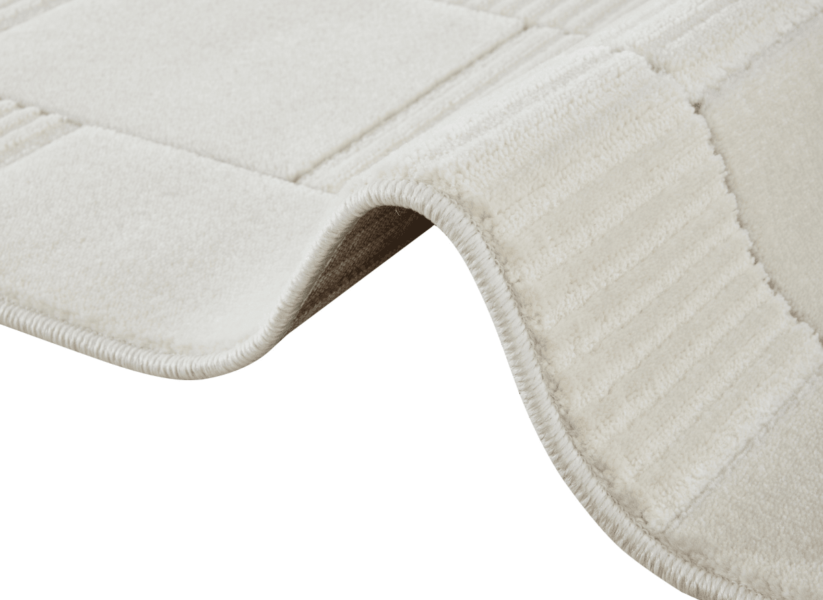 Tapis blanc écru à carreaux texturés 160 x 230 cm KARLINE - DécoInParis