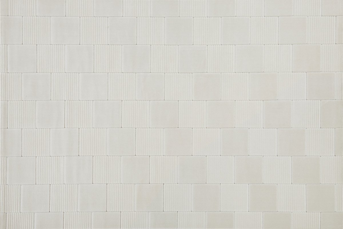 Tapis blanc écru à carreaux texturés 200 x 290 cm KARLINE - DécoInParis