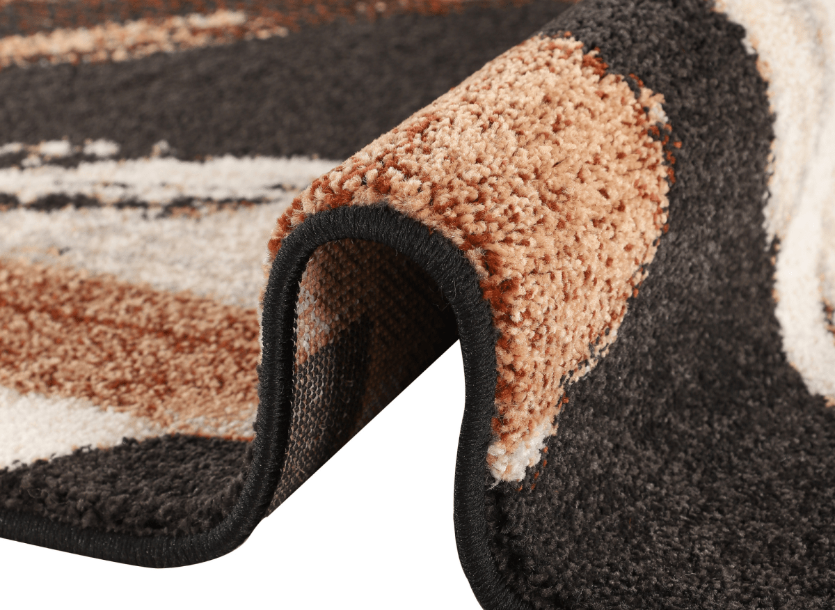 Tapis marron avec motifs géométriques beige et cuivre 200 x 290 cm ILYA - DécoInParis