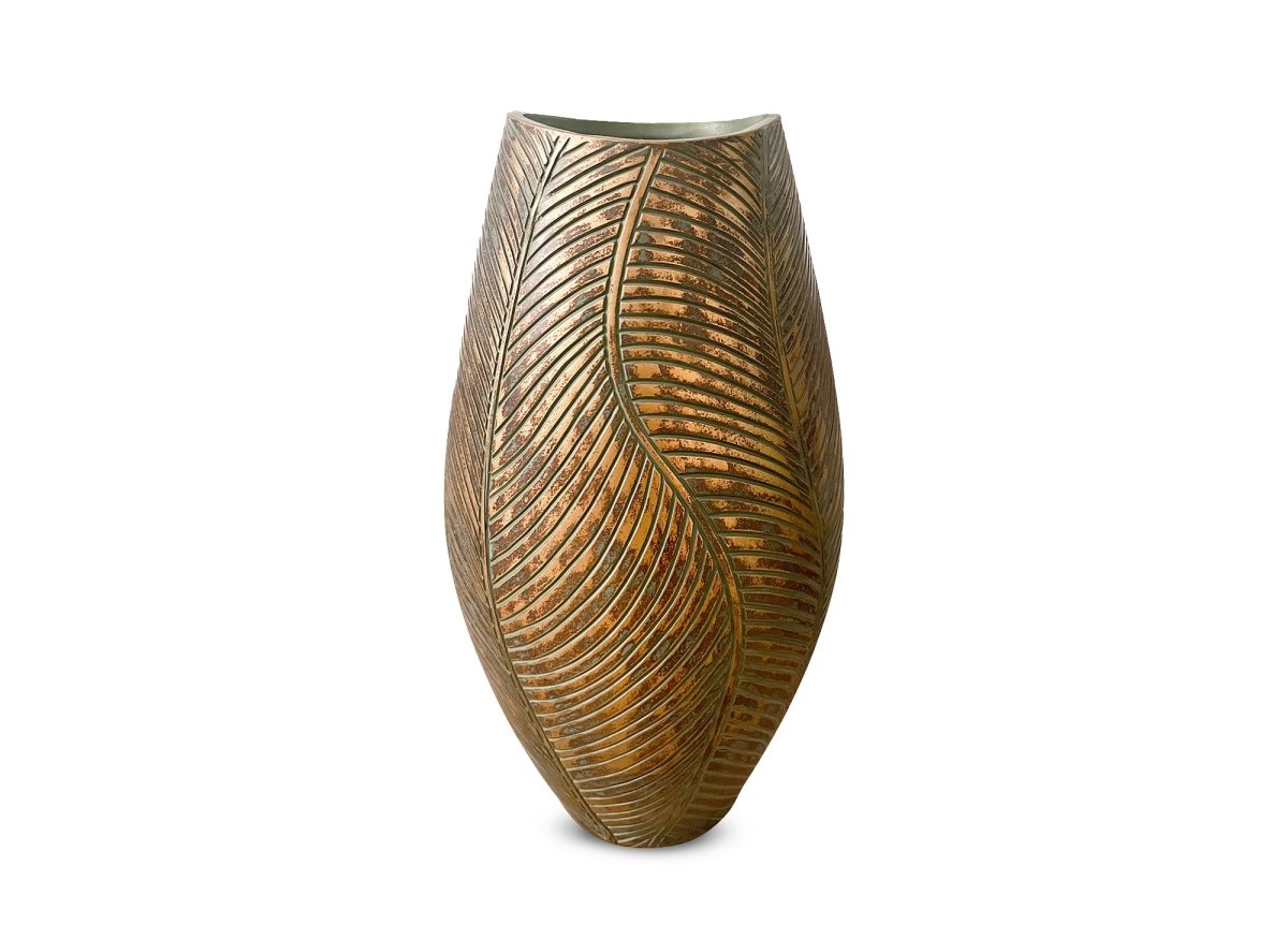 Vase en polyrésine vert et doré H40 cm ZAHARA - DécoInParis