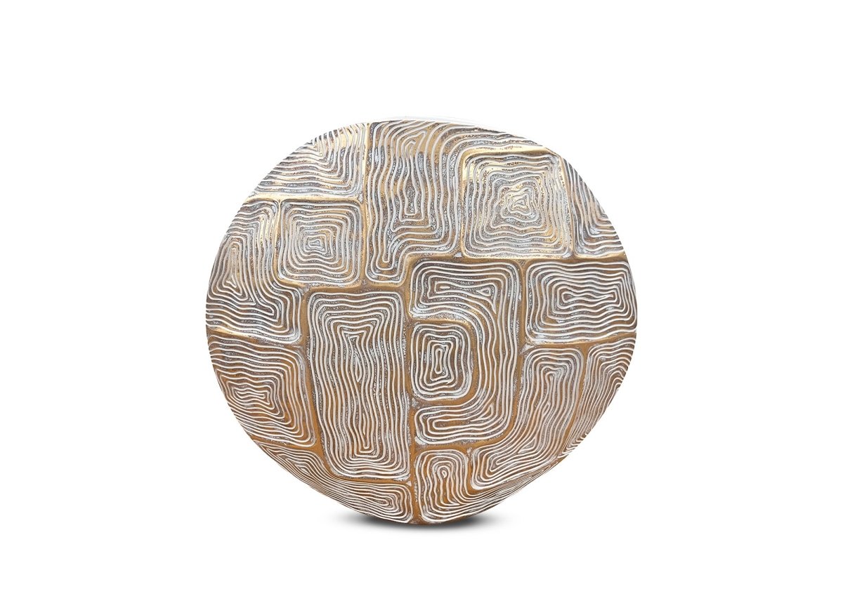 Vase rond en résine blanc et doré H34 cm ARBORA - DécoInParis