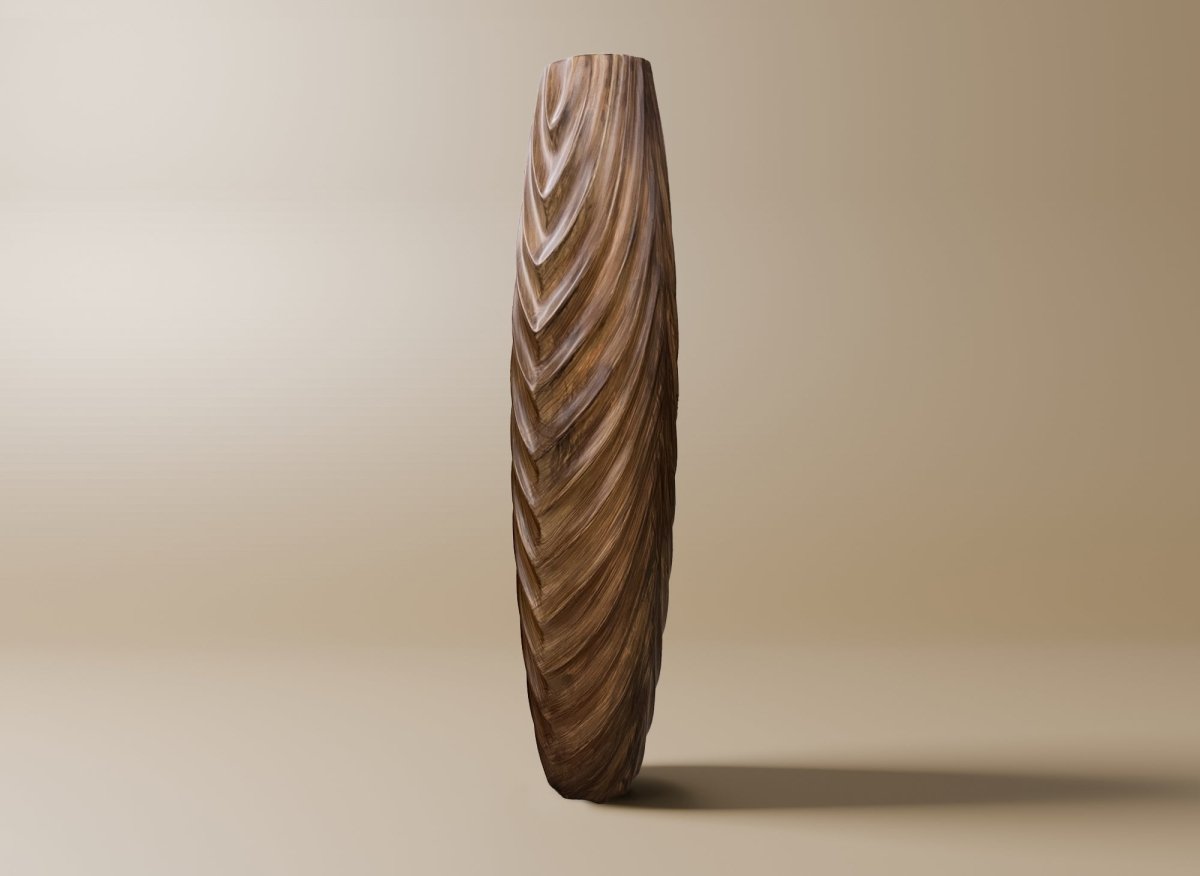 Vase XL en polyrésine imitation bois H59 cm DERYA - DécoInParis