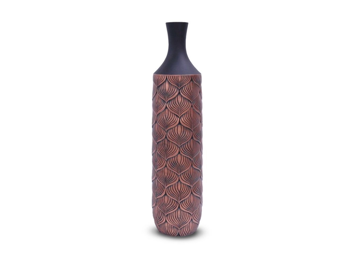 Vase XL en polyrésine noir et marron H60 cm NEVEN - DécoInParis