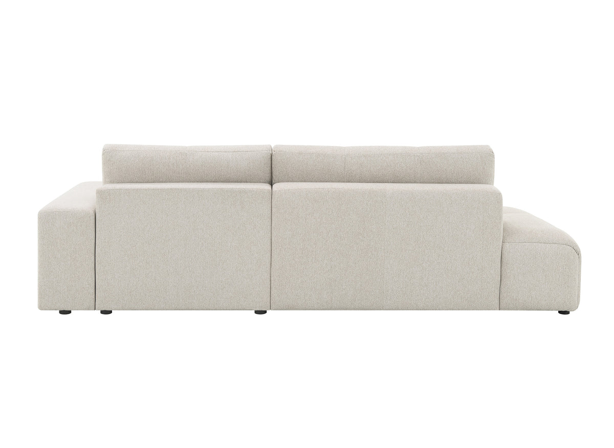 Divano angolare trasformabile con cassapanca in tessuto strutturato beige ANGELINE - Angolo retto