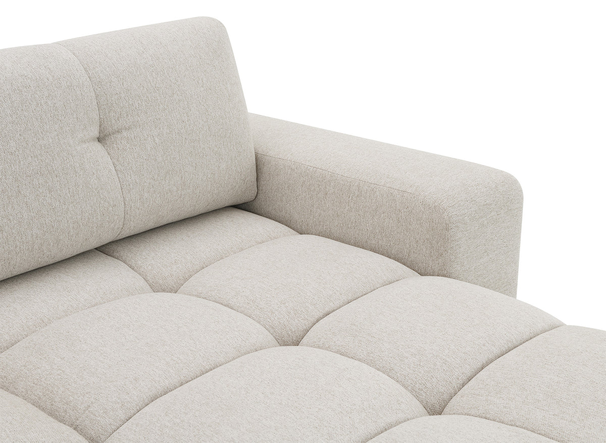 Divano angolare trasformabile con cassapanca in tessuto strutturato beige ANGELINE - Angolo retto