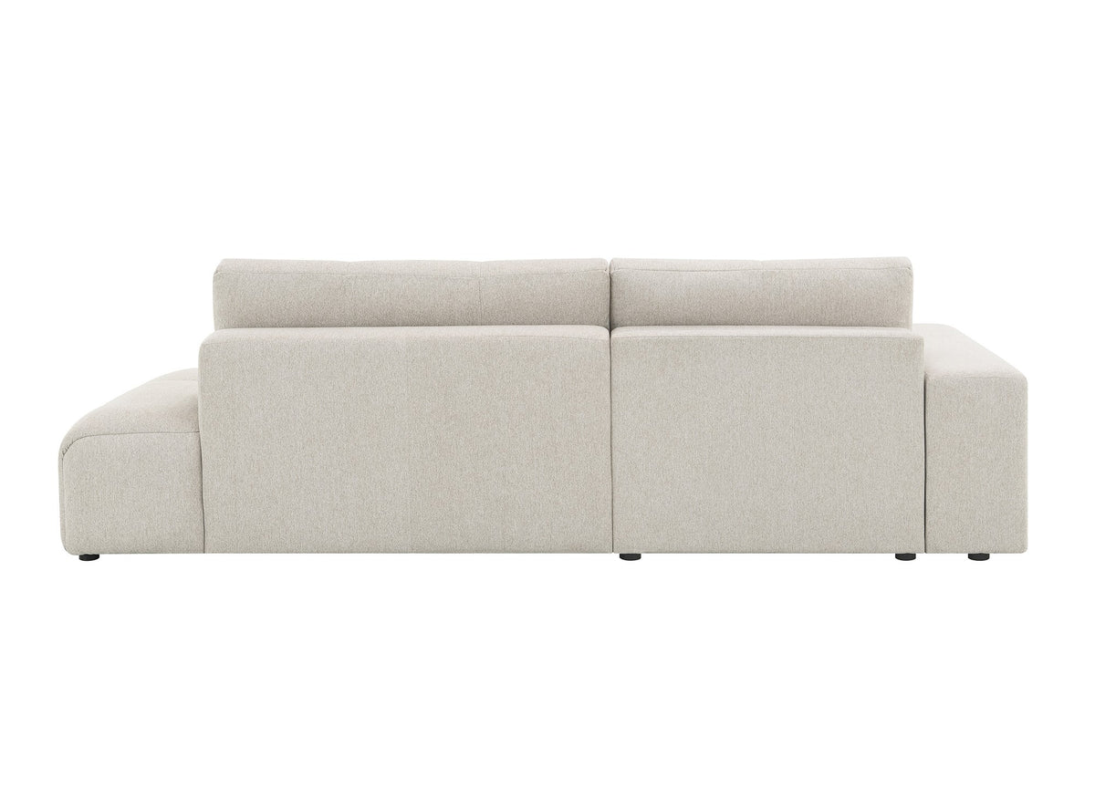 Divano angolare trasformabile con cassapanca in tessuto strutturato beige ANGELINE - Angolo sinistro