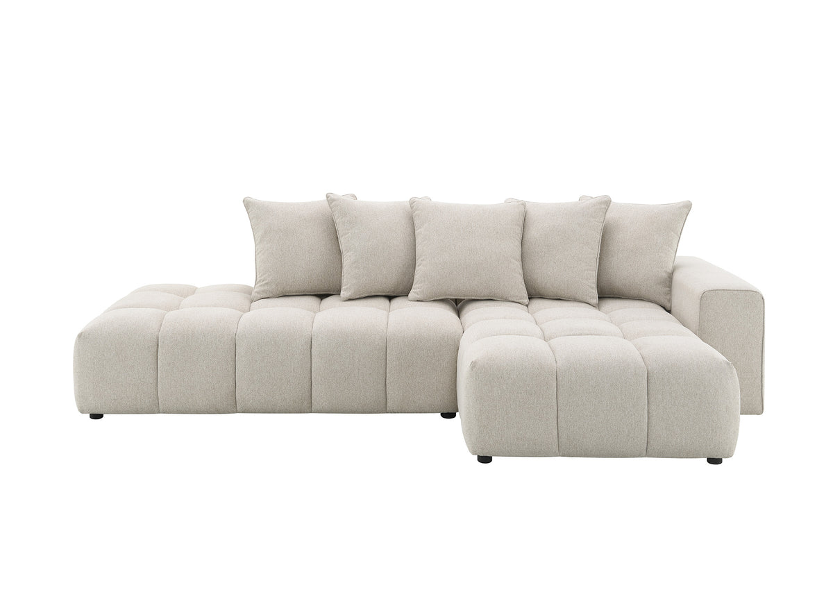 Divano angolare in tessuto strutturato beige CLARISSE - Angolo destro