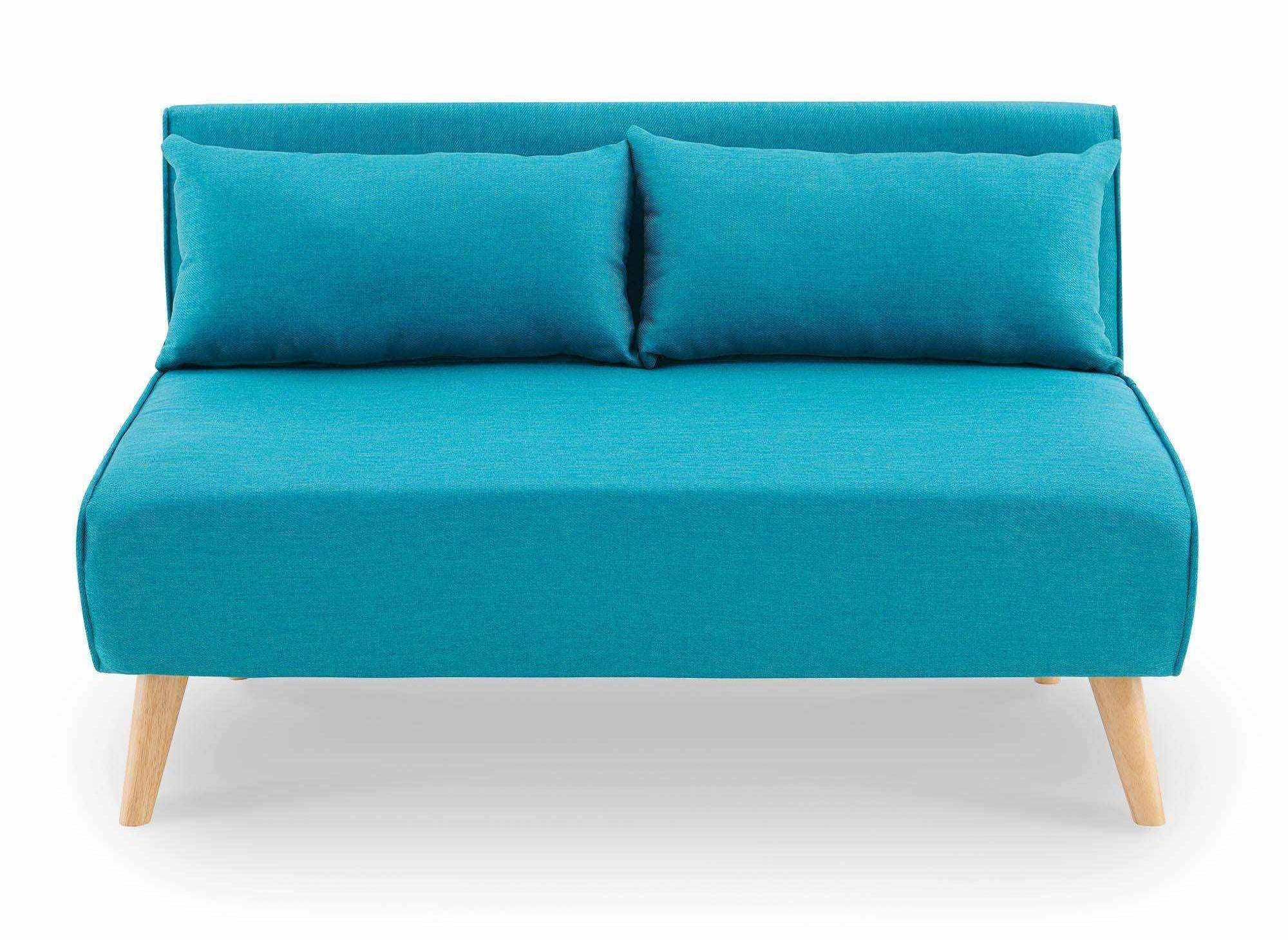 Banquette convertible 2 places en tissu bleu turquoise TONKA
