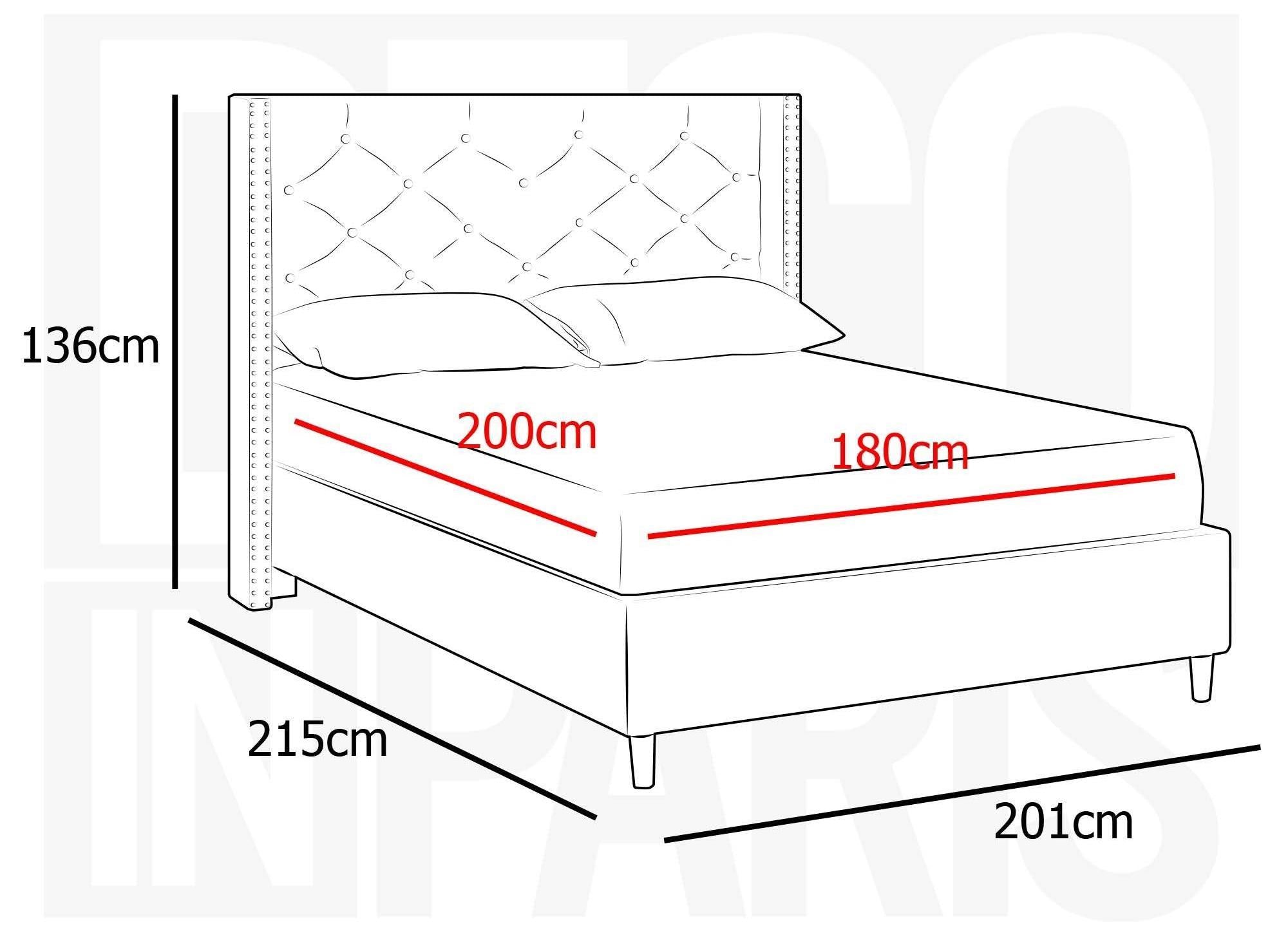 Lit double en tissu capitonné gris 180x200 cm MARGOT