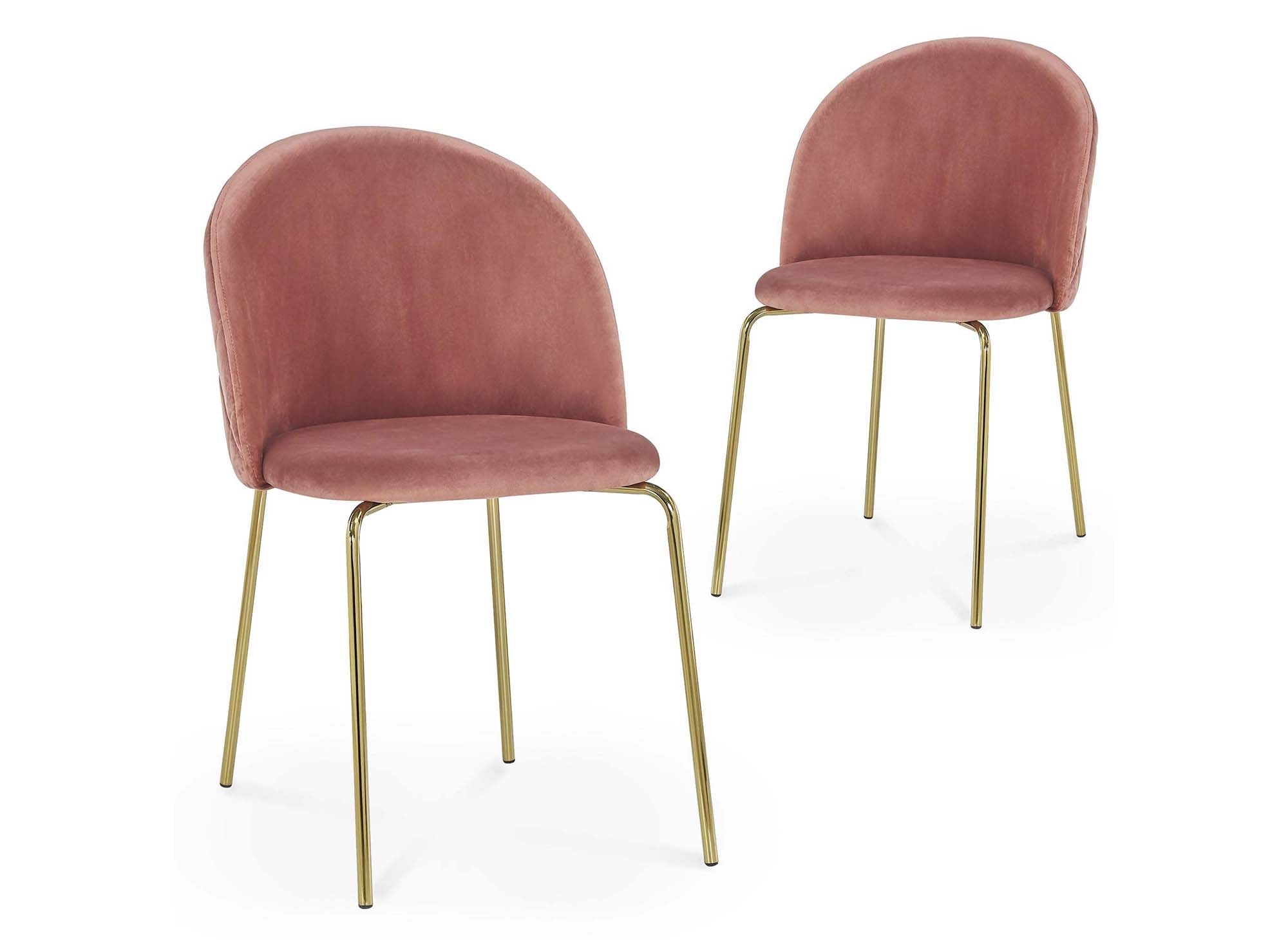 Lot de 2 chaises design en velours rose KENNETH