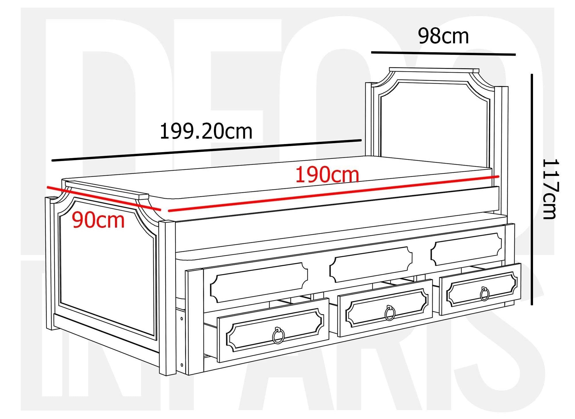 Lit gigogne avec tiroirs en bois gris PAULINE 90 x 190 cm