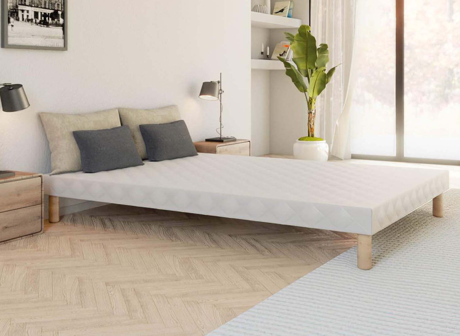 Sommier tapissier 160 X 200 cm + 4 pieds