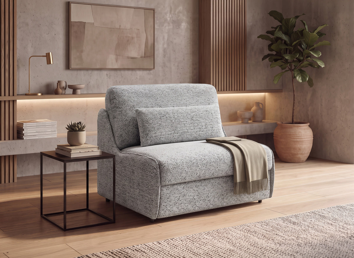 Canapé convertible express 1 place en tissu bouclette gris IMELDA