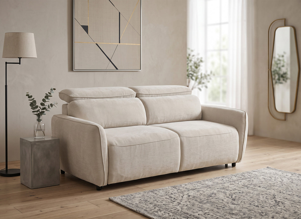 Divano trasformabile Express a 3 posti in tessuto strutturato beige JACINTHE