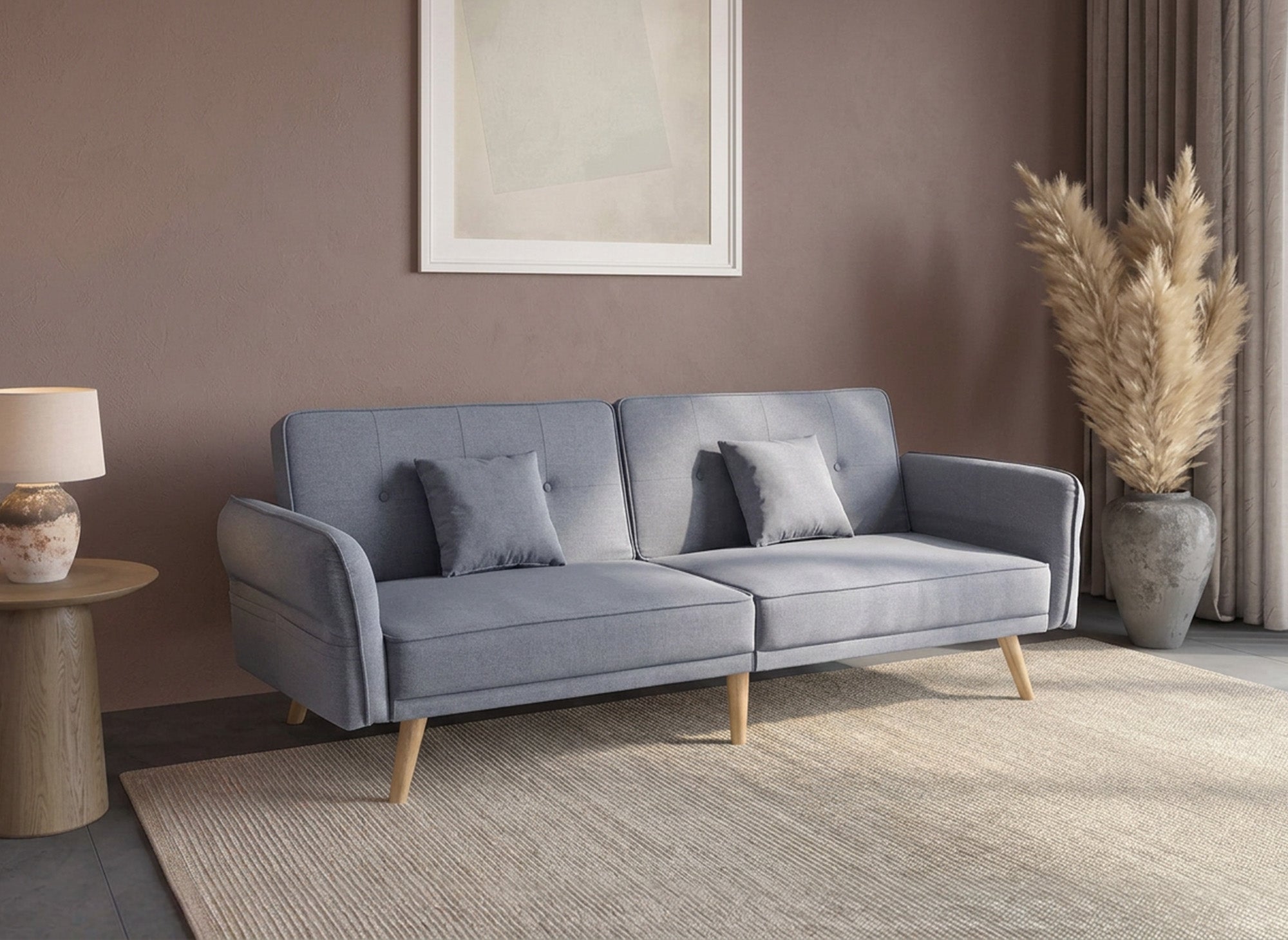 Divano letto 3 posti in tessuto grigio CHILI