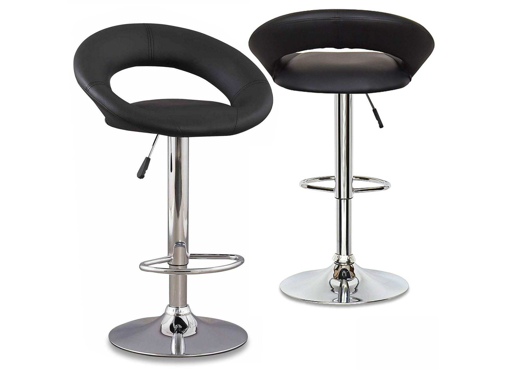 Lot de 2 tabourets de bar noir JETI