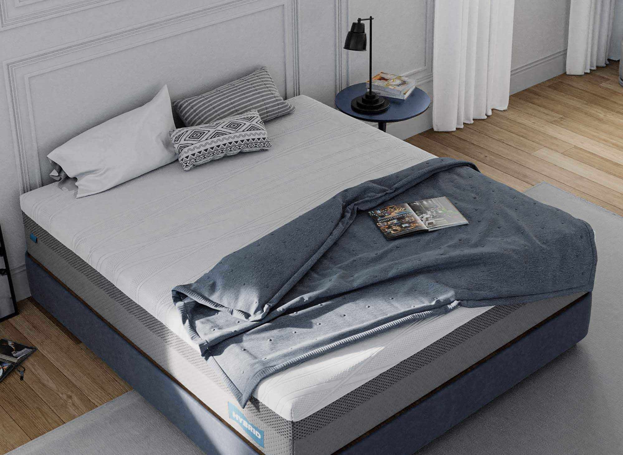 Matelas HYBRID 160 x 200 cm ressorts ensachés et mémoire de forme épaisseur 26 cm