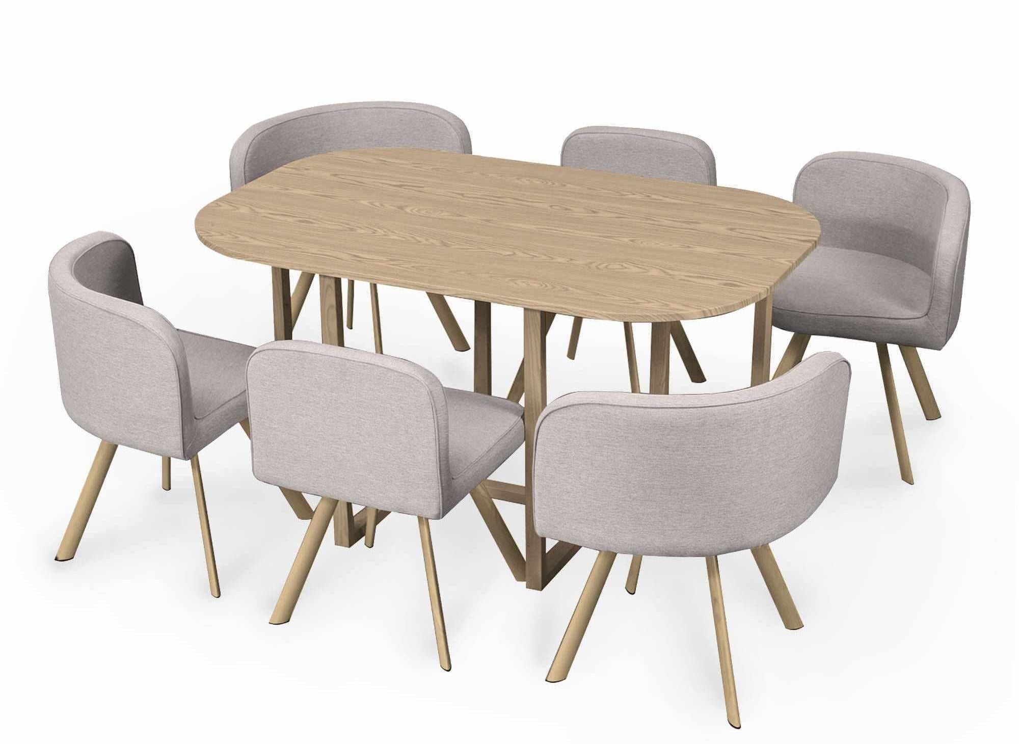 Ensemble table + 6 chaises encastrables beige FLEN XL