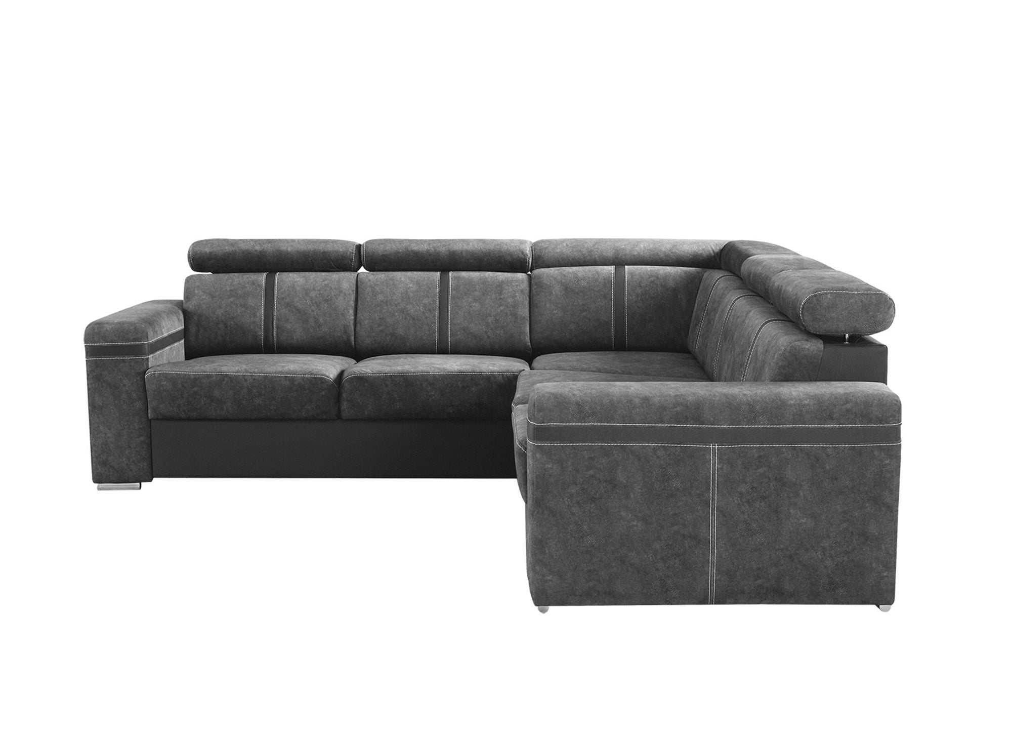 Canapé d'angle convertible et réversible en tissu gris foncé MERYL