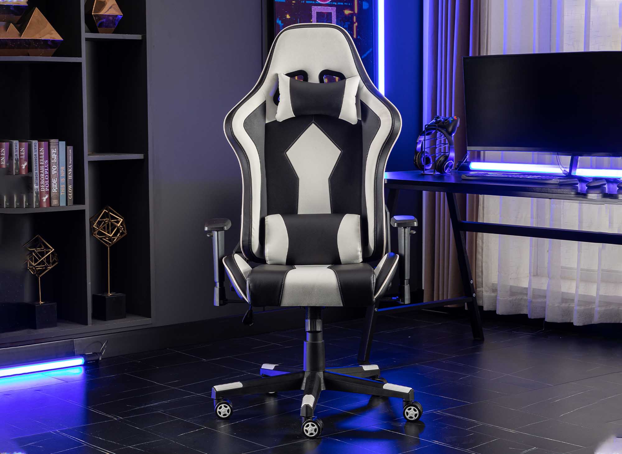 Fauteuil de bureau gaming en simili cuir noir et blanc SOUL