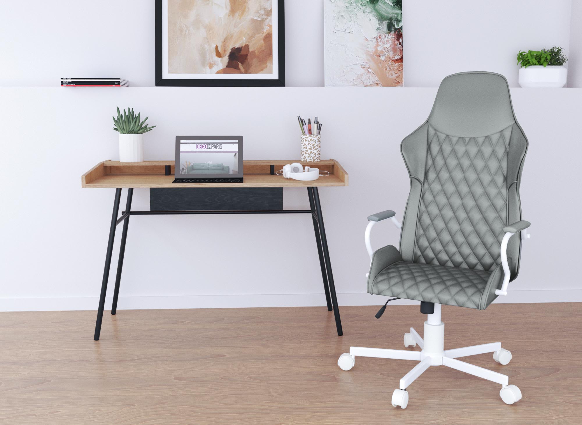 Fauteuil de bureau gris en simili cuir ATOMIC