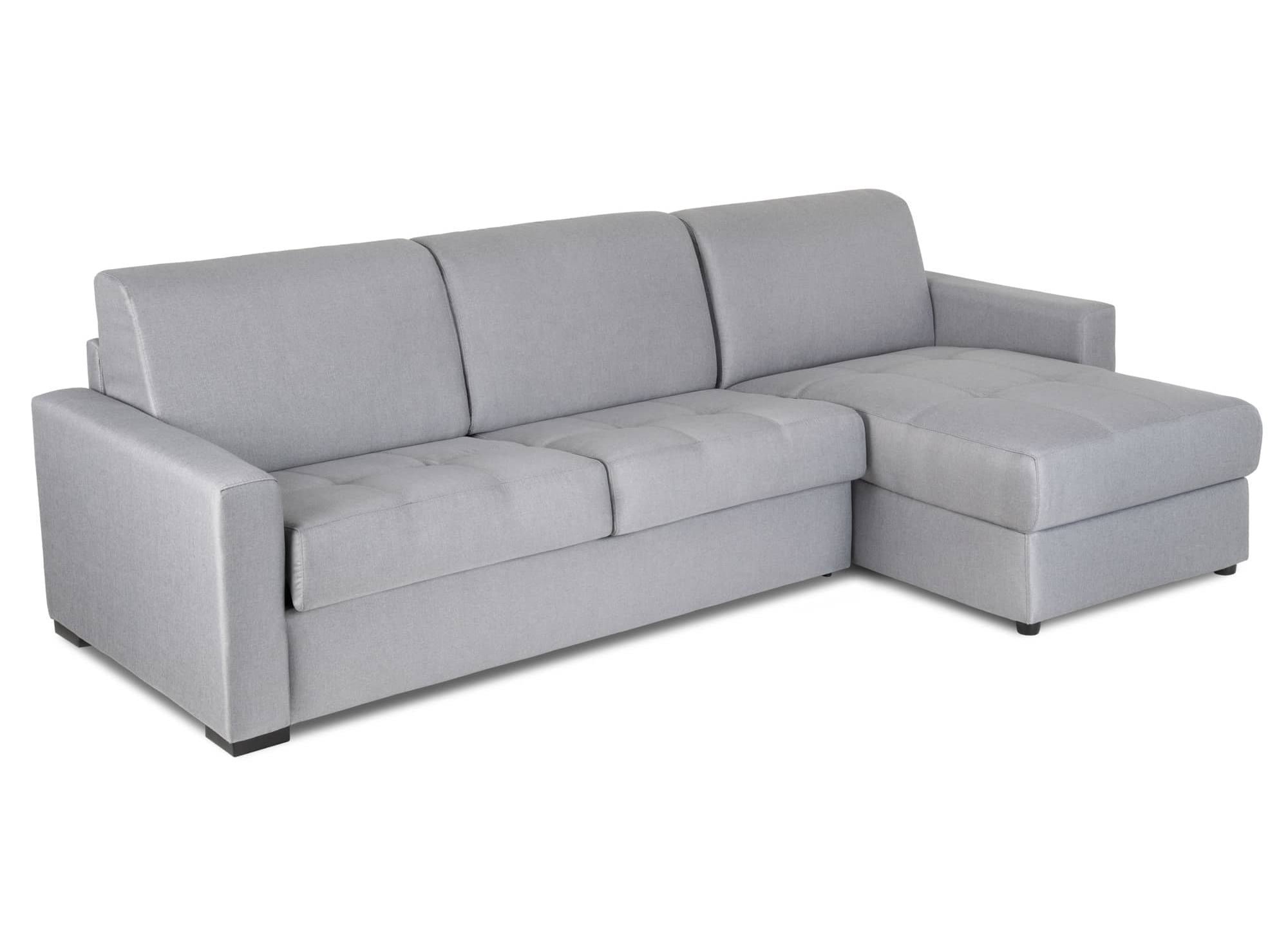 Canapé d'angle réversible convertible LOUNA en tissu gris avec coffre de rangement