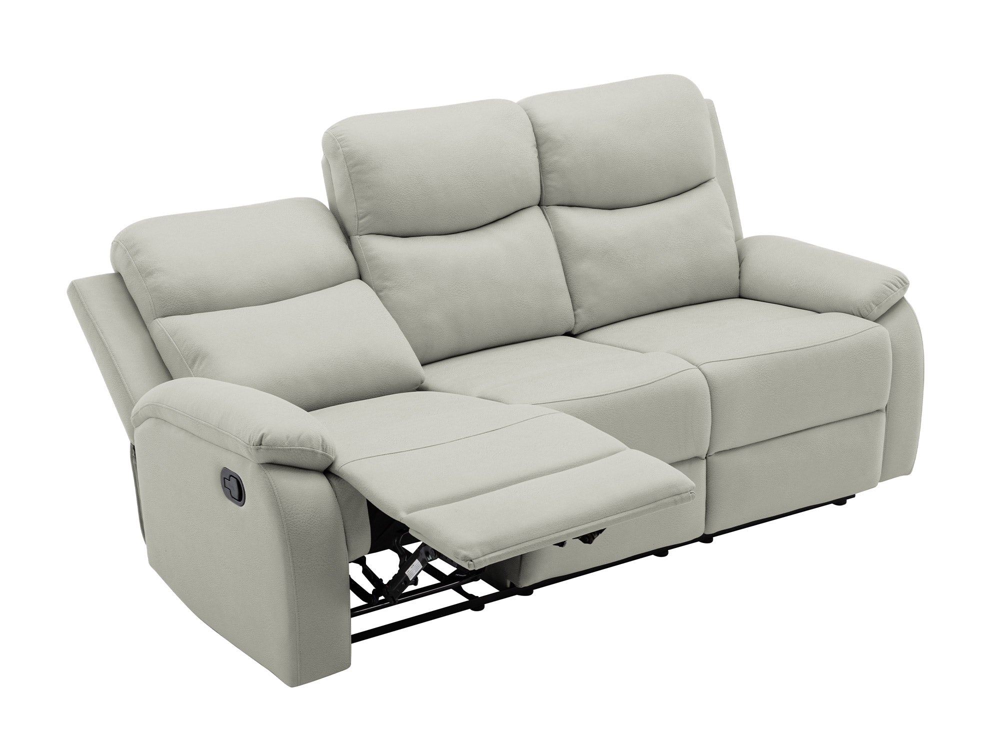 Divano relax a 3 posti effetto ecopelle grigio chiaro JACOB