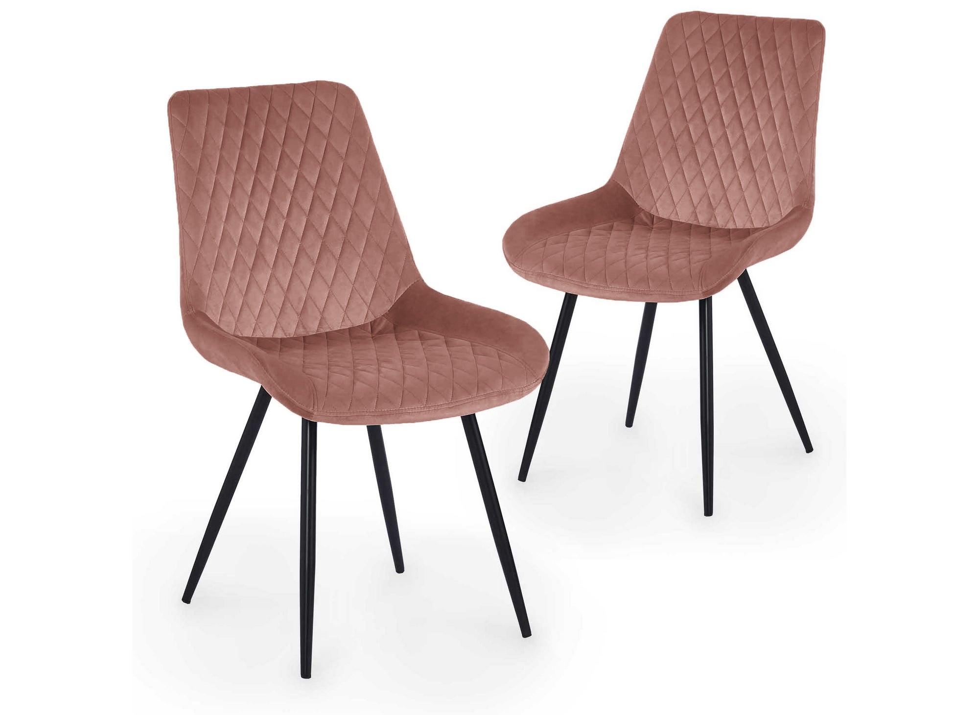 Lot de 2 chaises design en velours rose YOLA