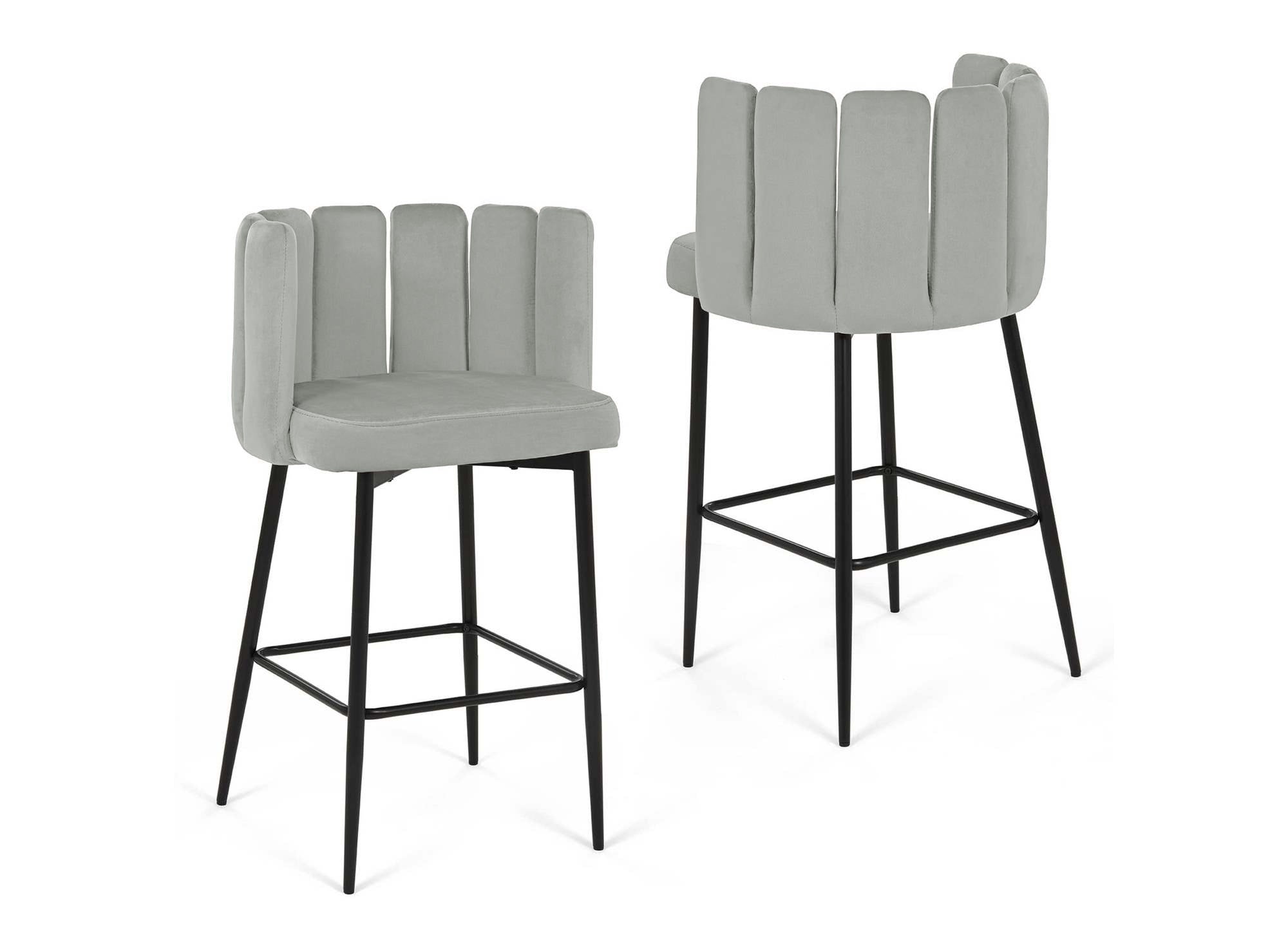 Lot de 2 tabourets de bar design en velours gris DEBBY
