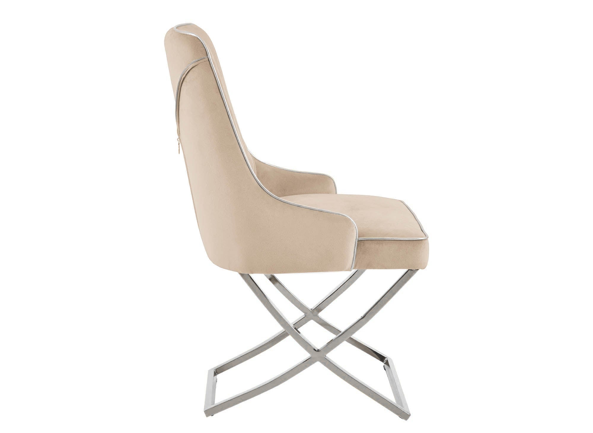 Lot de 2 chaises en velours beige pieds en métal argenté LEXA