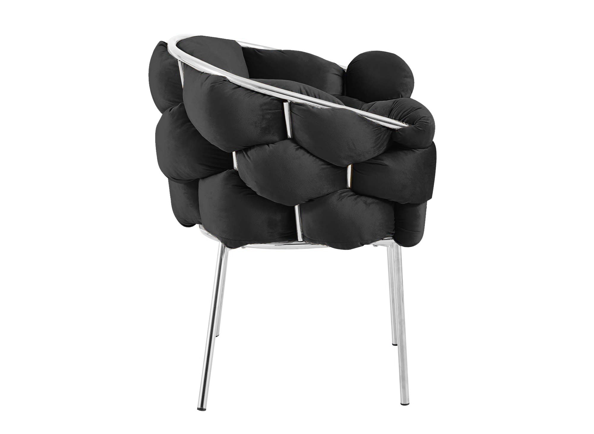 Lot de 2 chaises en velours noir pieds en métal argenté CHARLOTTE