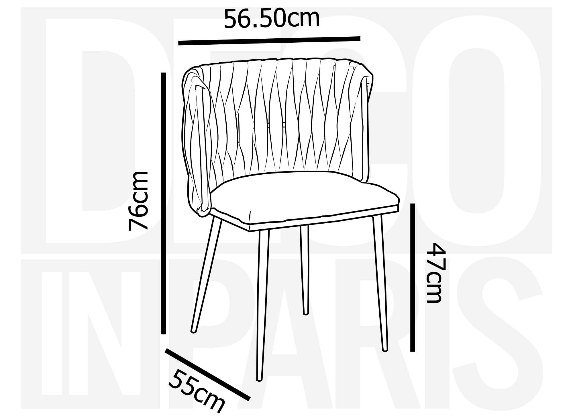 Lot de 2 chaises en velours noir pieds en métal argenté POLO