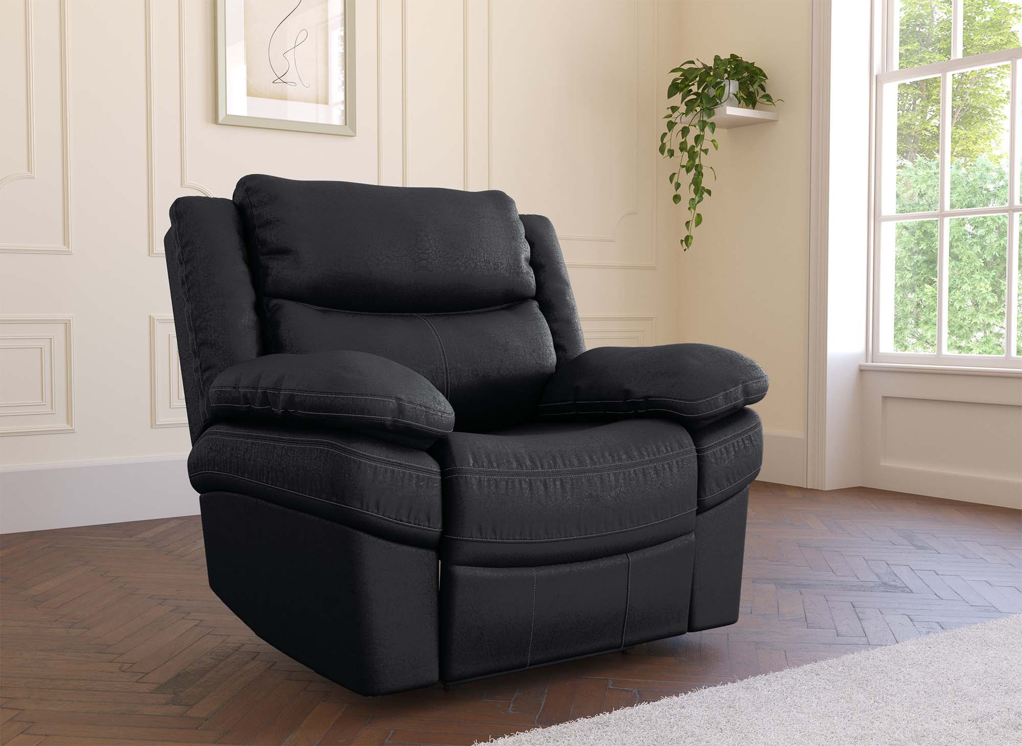 Fauteuil relax électrique en simili cuir noir ALFRED