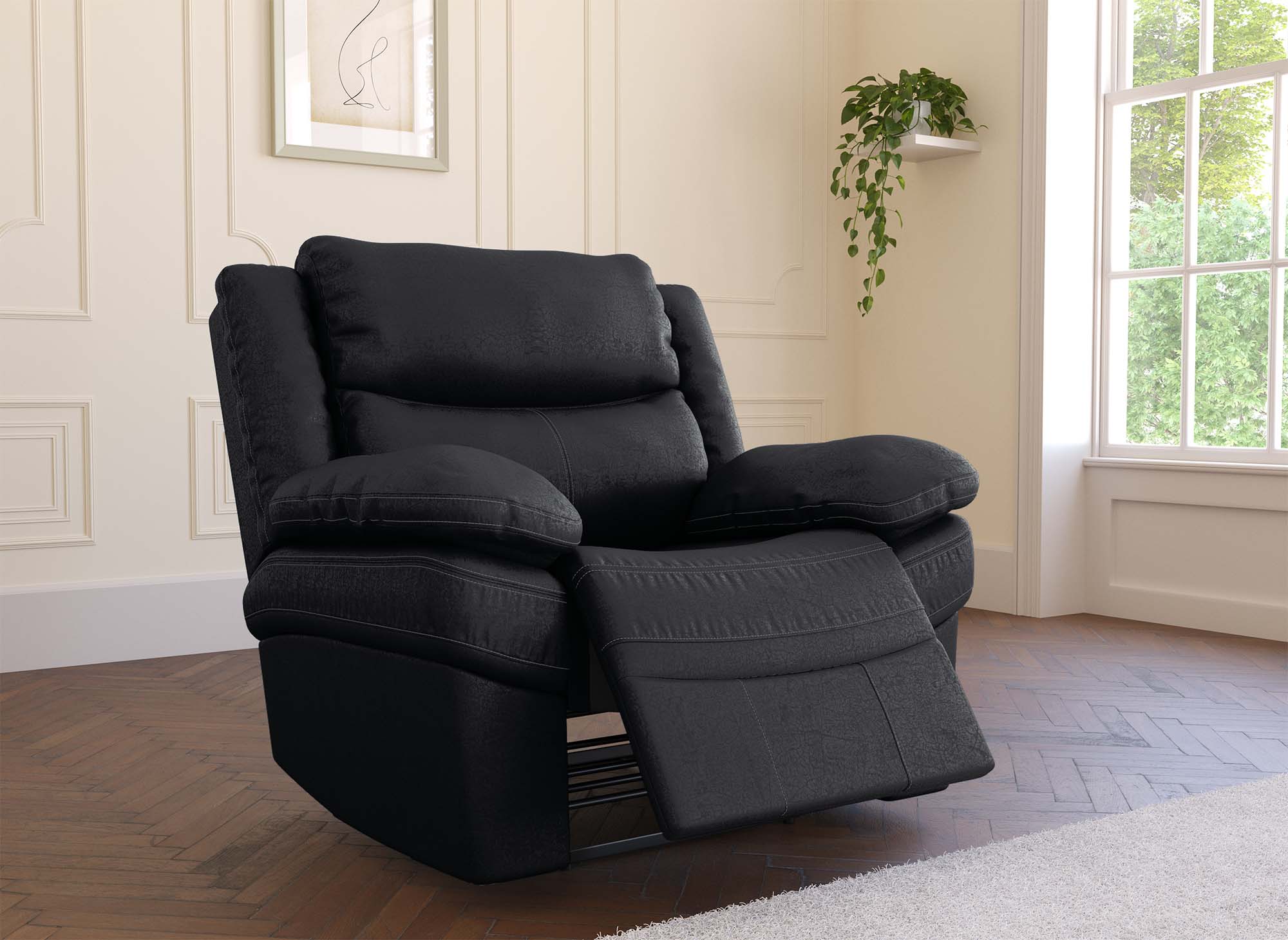 Fauteuil relax électrique en simili cuir noir ALFRED