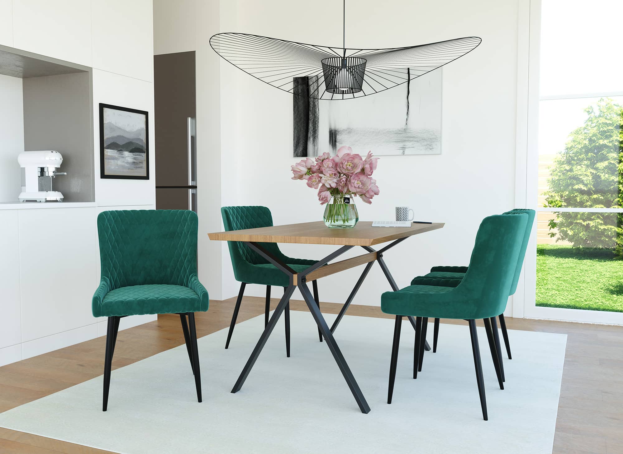 Lot de 2 chaises design en velours vert JENNY