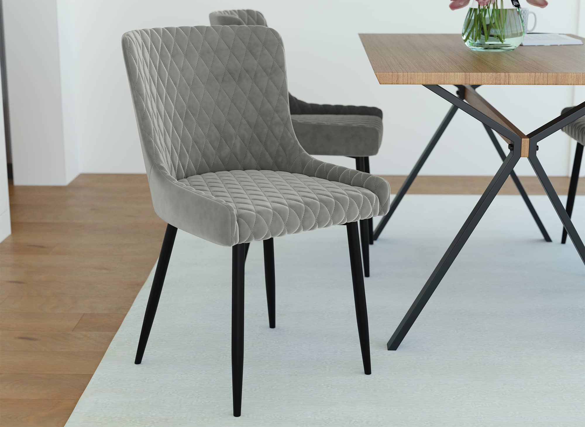 Lot de 2 chaises design en velours gris JENNY