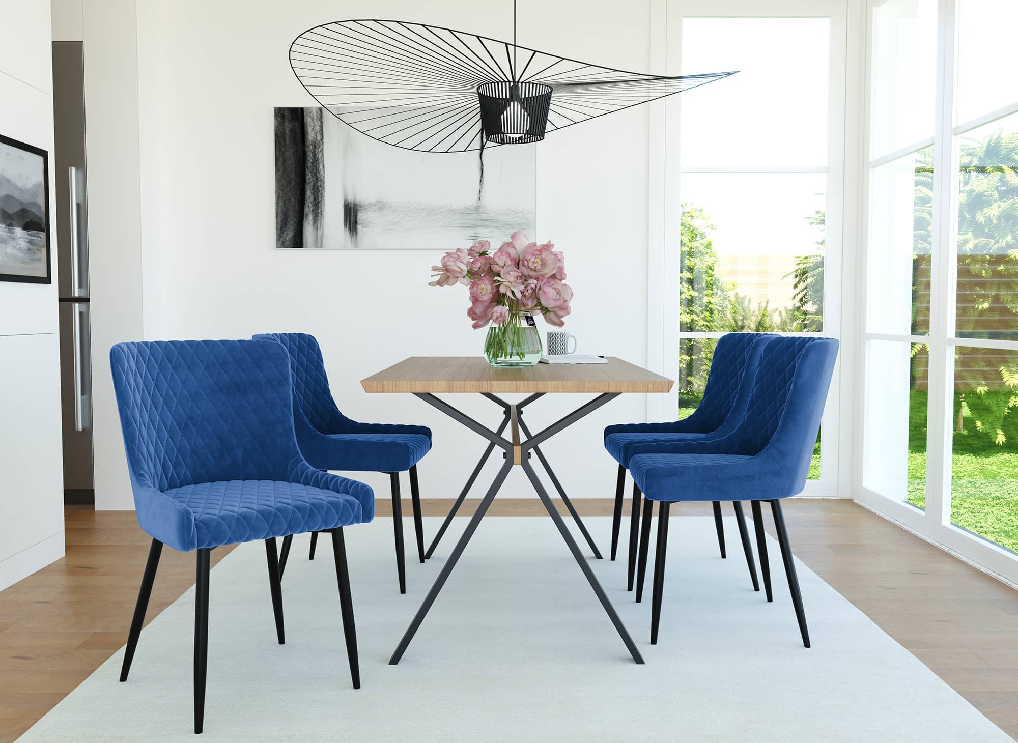 Lot de 2 chaises design en velours bleu JENNY