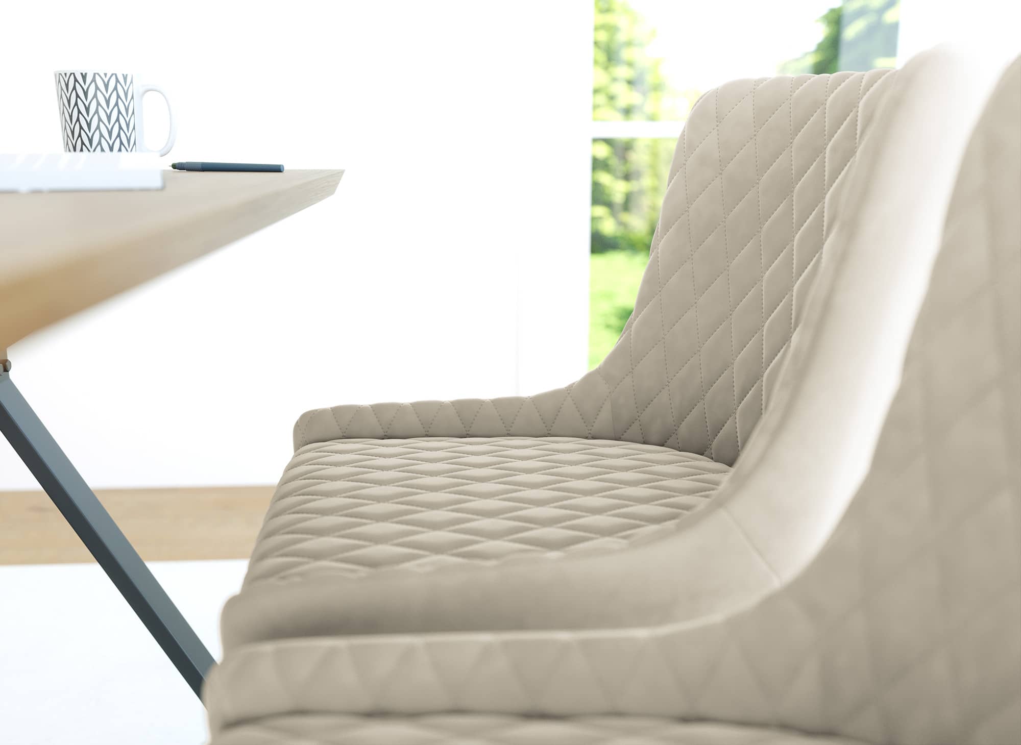 Lot de 2 chaises design en velours beige JENNY