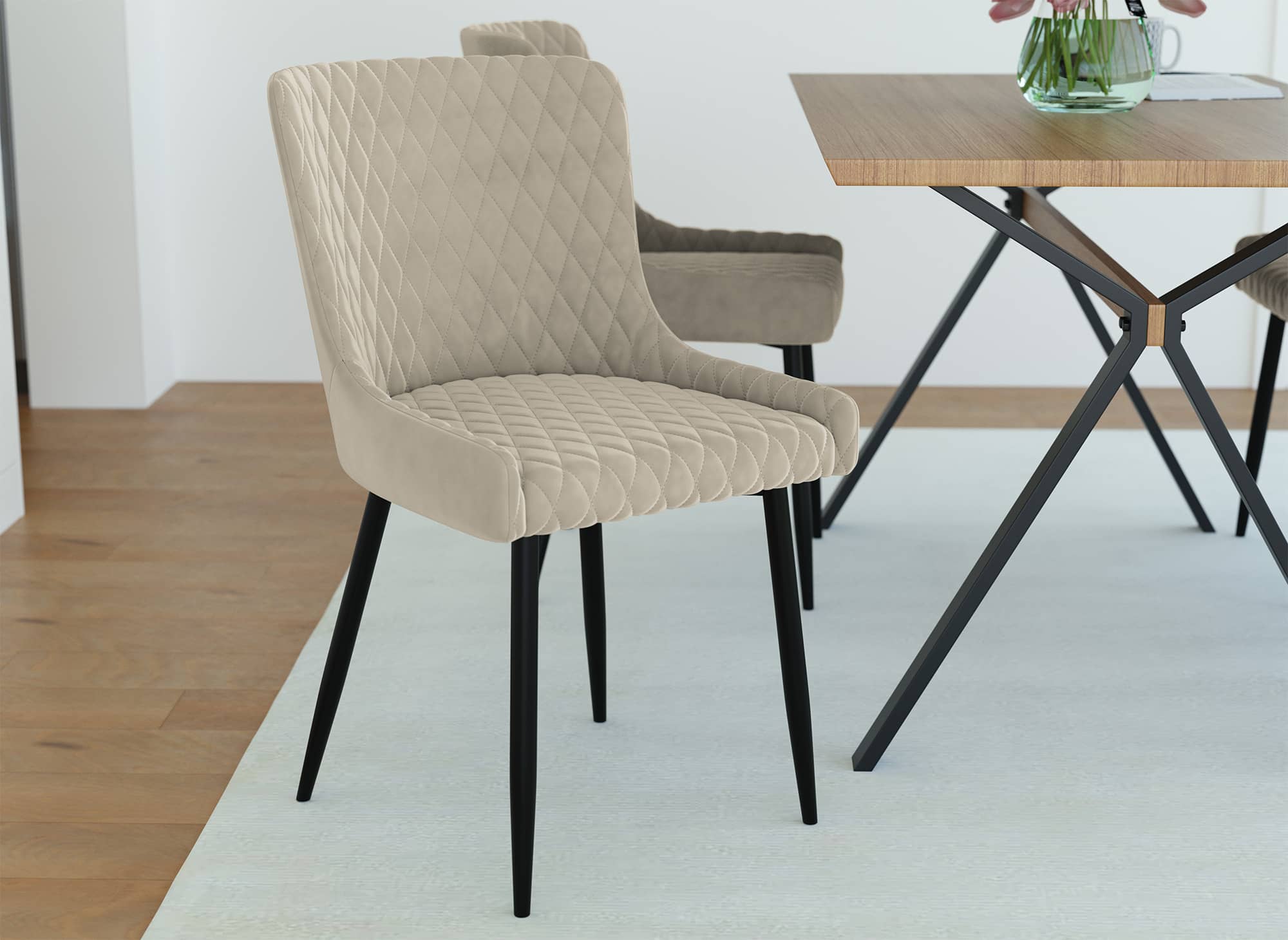 Lot de 2 chaises design en velours beige JENNY