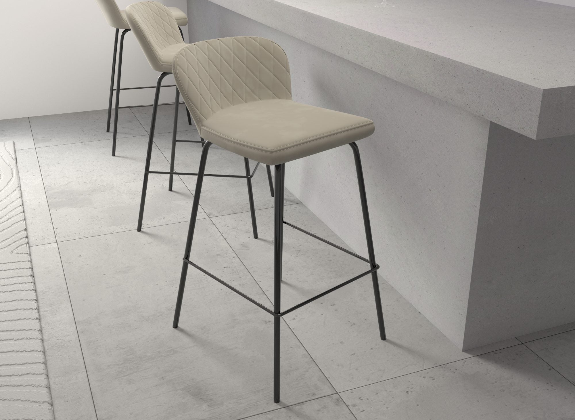 Lot de 2 tabourets de bar design en velours beige BOSCO