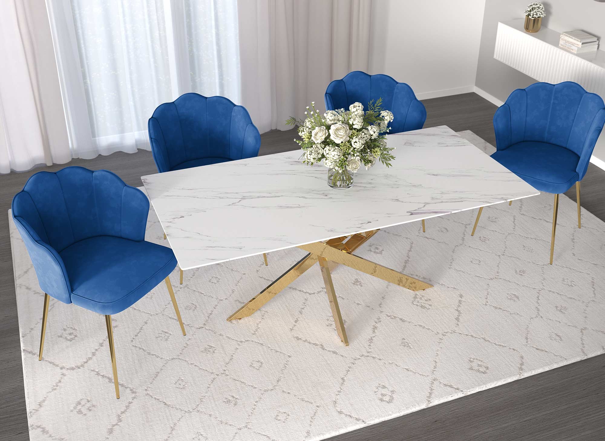 Lot de 2 chaises design en velours bleu GARANCE