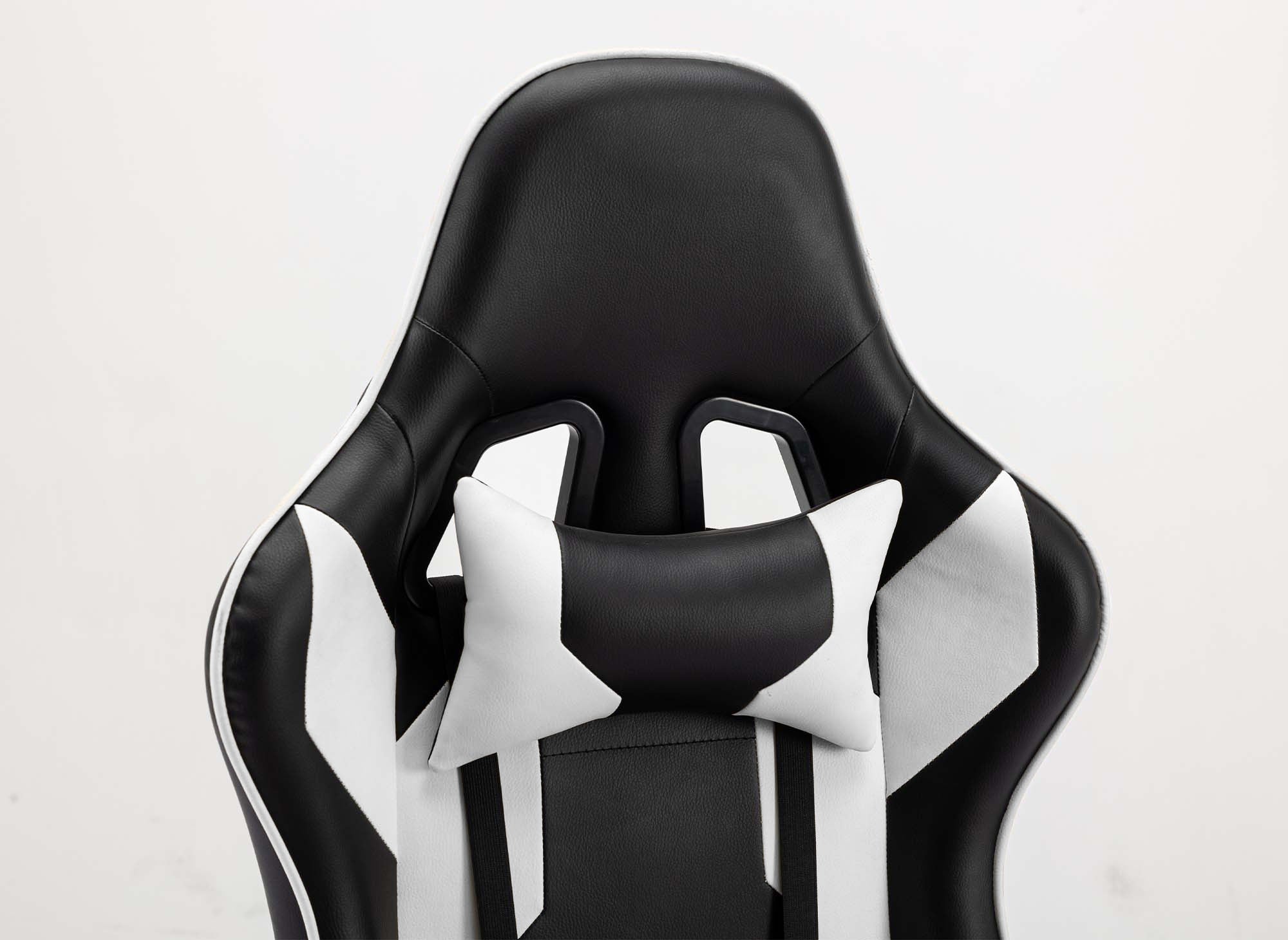 Fauteuil gaming en simili cuir noir et blanc LYHAM