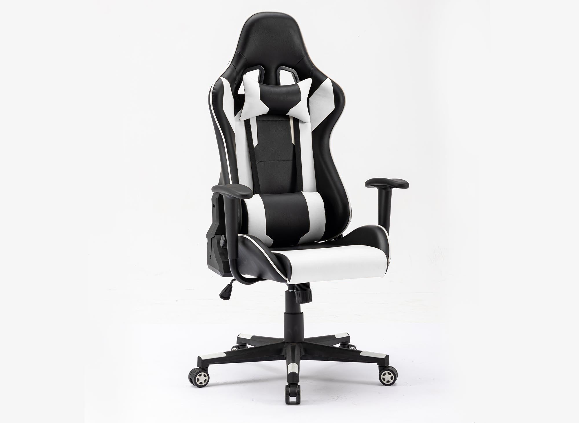 Fauteuil gaming en simili cuir noir et blanc LYHAM