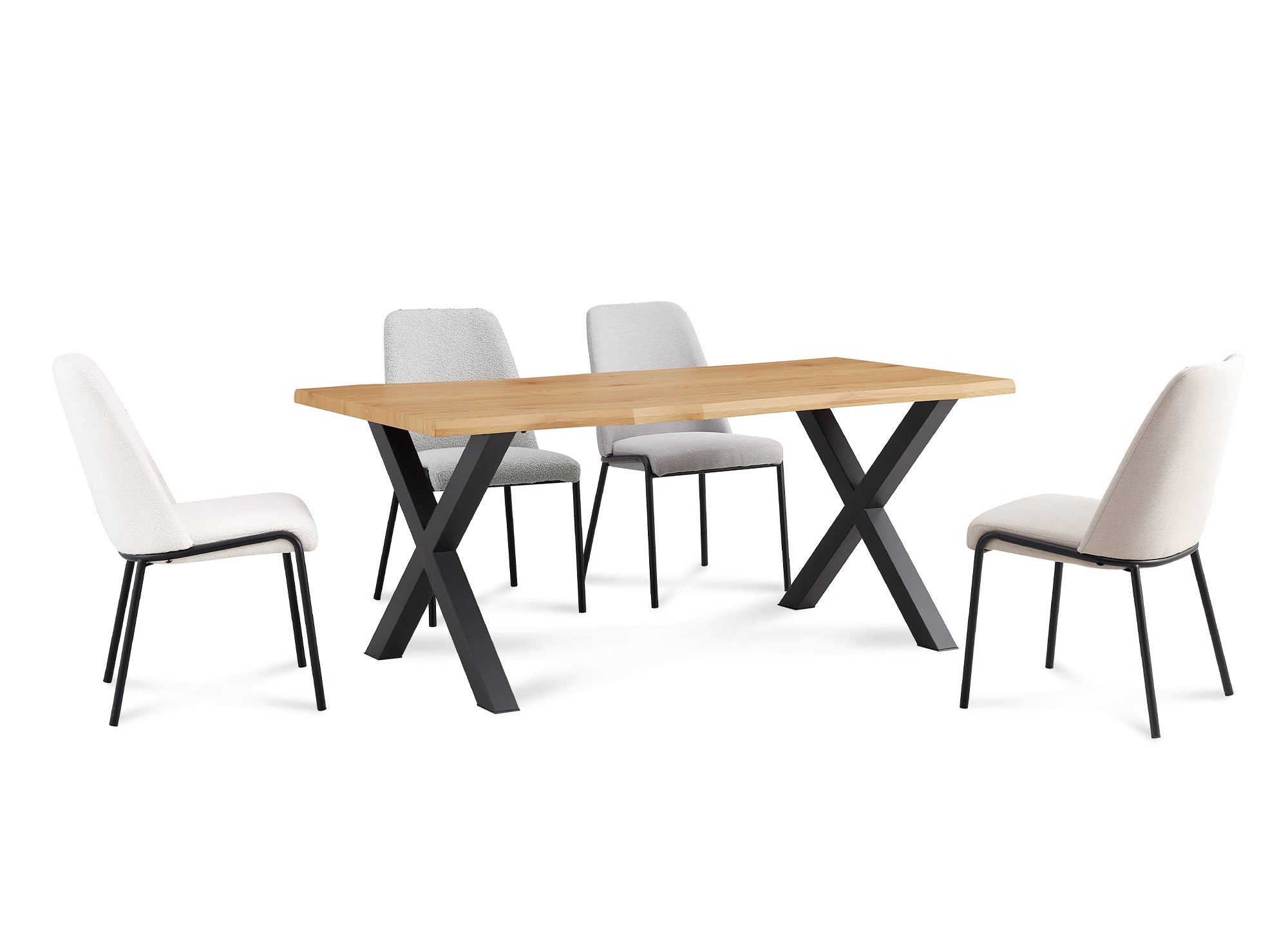 Table à manger rectangulaire en bois et métal noir ELIANA