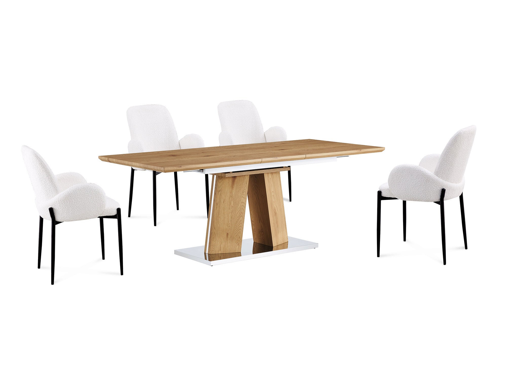 Table à manger rectangulaire en bois extensible 8 personnes YANNA