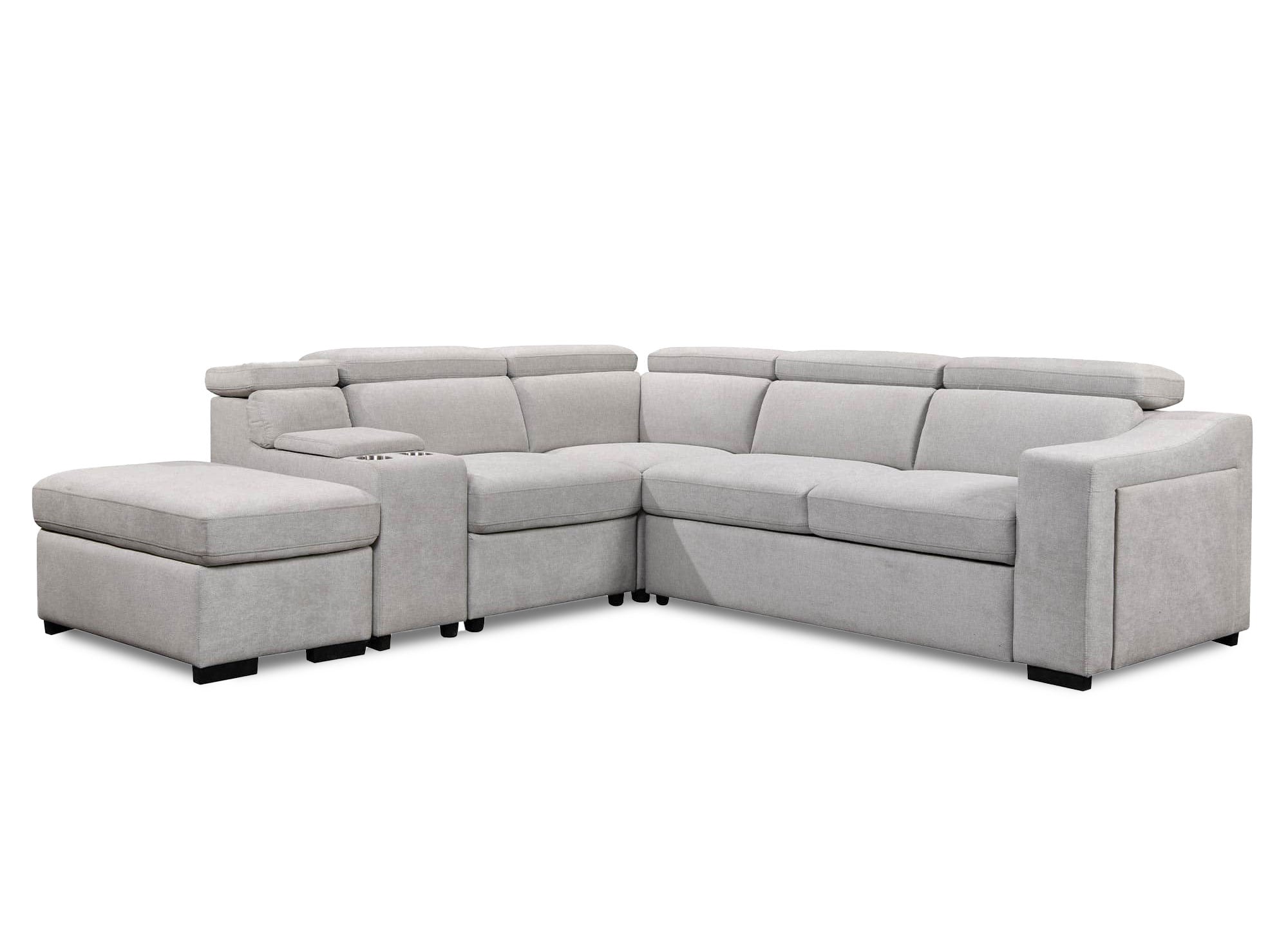 Canapé d'angle convertible en tissu beige DEREK XL - Angle gauche