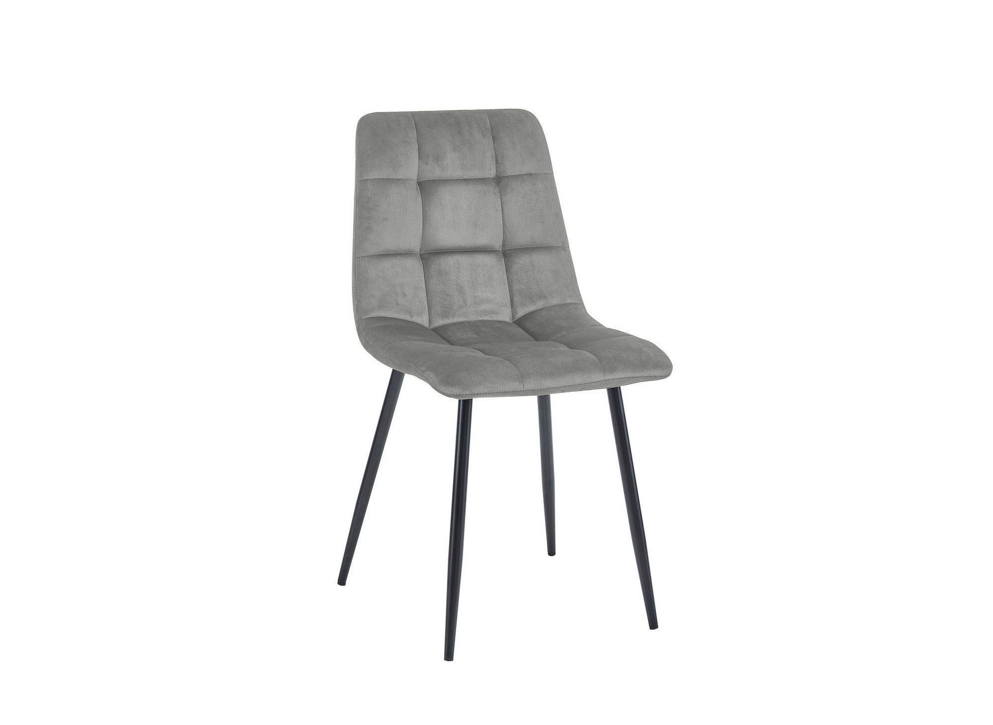 Lot de 4 chaises en velours gris capitonné JEREMI
